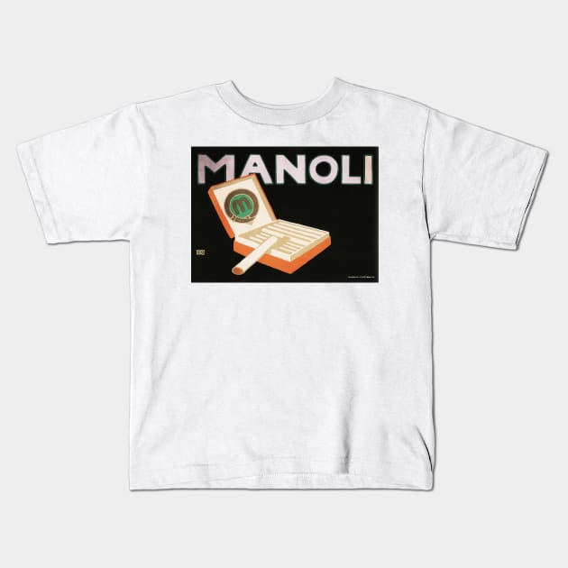 MANOLI CIGARETTES Sachplakat Style Wall Art by Lucian Bernhard 1910 Vintage German Kids T-Shirt by vintageposters